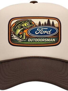 Ford Trucker Hat - Cream Front with Brown Bill and Multicolor Patch